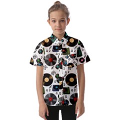 Records Vinyl Seamless Background Kids  Short Sleeve Shirt