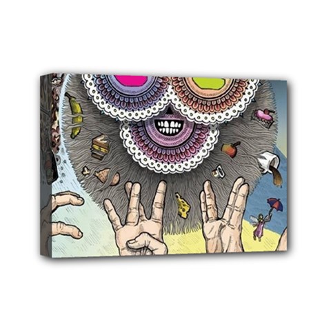 Vintage Trippy Aesthetic Psychedelic 70s Aesthetic Mini Canvas 7  X 5  (stretched)