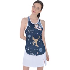 Space Theme Art Pattern Design Wallpaper Racer Back Mesh Tank Top