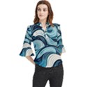 Pattern Ocean Waves Arctic Ocean Blue Nature Sea Loose Horn Sleeve Chiffon Blouse View1
