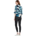 Pattern Ocean Waves Arctic Ocean Blue Nature Sea Loose Horn Sleeve Chiffon Blouse View2
