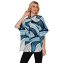 Pattern Ocean Waves Arctic Ocean Blue Nature Sea Women s Batwing Button Up Shirt View2