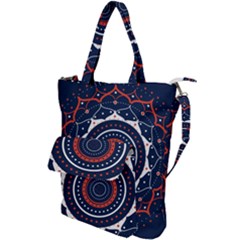 Mandala Orange Navy Shoulder Tote Bag