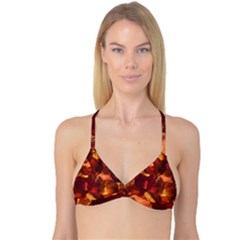 Leaves Fall Autumn Season Orange Reversible Tri Bikini Top
