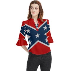 Rebel Flag  Loose Horn Sleeve Chiffon Blouse