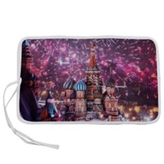 Moscow Kremlin Saint Basils Cathedral Architecture  Building Cityscape Night Fireworks Pen Storage Case (s) by Cowasu