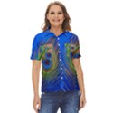 Blue Peacock Feather Women s Short Sleeve Double Pocket Shirt View1