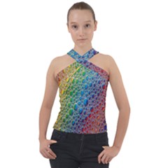 Bubbles Rainbow Colourful Colors Cross Neck Velour Top