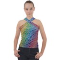 Bubbles Rainbow Colourful Colors Cross Neck Velour Top View1