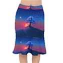 Dark Tree Sunset Landscape Art Short Mermaid Skirt View1