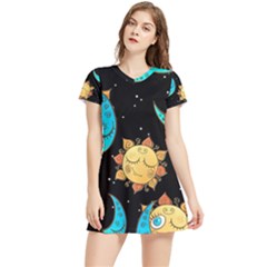 Seamless-pattern-with-sun-moon-children Women s Sports Skirt by uniart180623