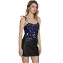 Seamless-pattern-with-cartoon-zodiac-constellations-starry-sky Flowy Camisole Tie Up Top View3