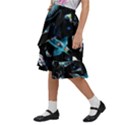 Colorful-abstract-pattern-consisting-glowing-lights-luminescent-images-marine-plankton-dark Kids  Ruffle Flared Wrap Midi Skirt View2