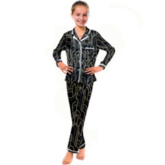 Art-deco-geometric-abstract-pattern-vector Kids  Satin Long Sleeve Pajamas Set