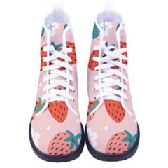 Strawberry-seamless-pattern Kid s High-top Canvas Sneakers