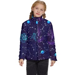 Realistic-night-sky-poster-with-constellations Kids  Puffer Bubble Jacket Coat