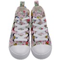 Seamless-pattern-with-many-funny-cute-superhero-dinosaurs-t-rex-mask-cloak-with-comics-style-inscrip Kids  Mid-Top Canvas Sneakers View1