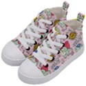 Seamless-pattern-with-many-funny-cute-superhero-dinosaurs-t-rex-mask-cloak-with-comics-style-inscrip Kids  Mid-Top Canvas Sneakers View2