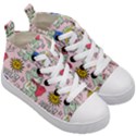 Seamless-pattern-with-many-funny-cute-superhero-dinosaurs-t-rex-mask-cloak-with-comics-style-inscrip Kids  Mid-Top Canvas Sneakers View3