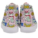 Seamless-pattern-with-many-funny-cute-superhero-dinosaurs-t-rex-mask-cloak-with-comics-style-inscrip Kids  Mid-Top Canvas Sneakers View4