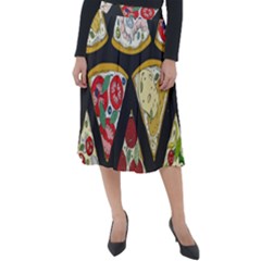 Vector-seamless-pattern-with-italian-pizza-top-view Classic Velour Midi Skirt 