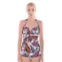 Natural-seamless-pattern-with-tiger-blooming-orchid Boyleg Halter Swimsuit  View1