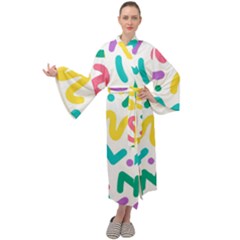 Abstract-pop-art-seamless-pattern-cute-background-memphis-style Maxi Velvet Kimono