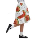 Seamless-background-pattern-with-watermelon-slices Kids  Ruffle Flared Wrap Midi Skirt View3