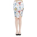 Cute-cartoon-robots-seamless-pattern Midi Wrap Pencil Skirt View1