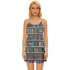 Bookshelf Satin Pajama Short Set