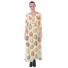Seamless-pattern-colorful-easter-egg-flat-icons-painted-traditional-style Button Up Maxi Dress