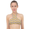 Yellow-mushroom-pattern High Neck Bikini Top View1