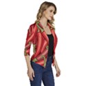 Seamless-chili-pepper-pattern Women s Draped Front 3/4 Sleeve Shawl Collar Jacket View3