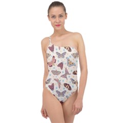 Pattern-with-butterflies-moths Classic One Shoulder Swimsuit