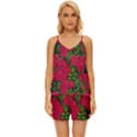 Seamless-pattern-with-colorful-bush-roses V-Neck Satin Pajamas Set View1