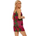 Seamless-pattern-with-colorful-bush-roses V-Neck Satin Pajamas Set View3