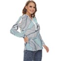 Tropical Flower Seamless Pattern Zip Up Long Sleeve Blouse View3