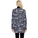New York City Nyc Pattern Button Up Hooded Coat  View2