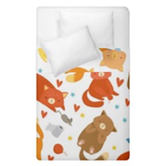 Seamless Pattern With Kittens White Background Duvet Cover Double Side (single Size)