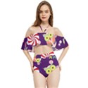 Owl-pattern-background Halter Flowy Bikini Set  View1