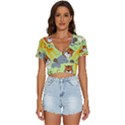 Seamless-pattern-vector-with-animals-wildlife-cartoon V-Neck Crop Top View1