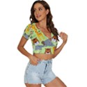 Seamless-pattern-vector-with-animals-wildlife-cartoon V-Neck Crop Top View3