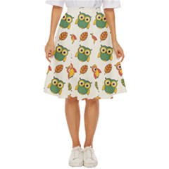 Background-with-owls-leaves-pattern Classic Short Skirt