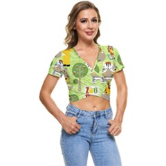 Funny-animals-cartoon Short Sleeve Foldover Tee