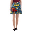 Seamless-pattern-vehicles-cartoon-with-funny-drivers A-Line Pocket Skirt View2