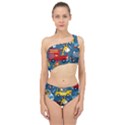Seamless-pattern-vehicles-cartoon-with-funny-drivers Spliced Up Two Piece Swimsuit View1