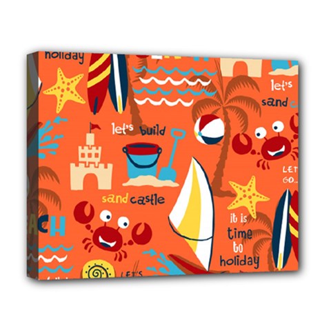 Seamless-pattern-vector-beach-holiday-theme-set Deluxe Canvas 20  X 16  (stretched)