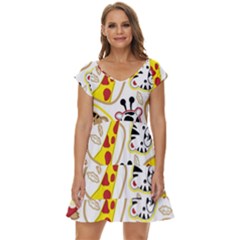 Vector-seamless-pattern-nice-animals-cartoon Short Sleeve Tiered Mini Dress by uniart180623