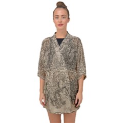 Vintage Map Europe Half Sleeve Chiffon Kimono