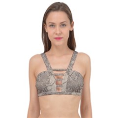 Vintage Map Europe Cage Up Bikini Top